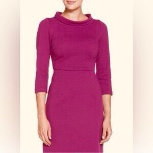Boden Sheath Dress Zoe Pink Magenta Pencil Cotton Rib Knee Length Size 6 Petite